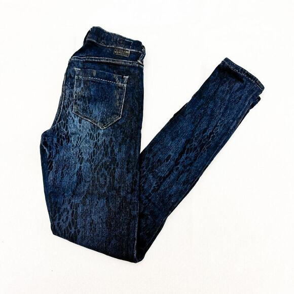 Goldsign Dark Wash Patterned Denim Jeans Skinny Style W3127d-818 Size 25 - Picture 11 of 11